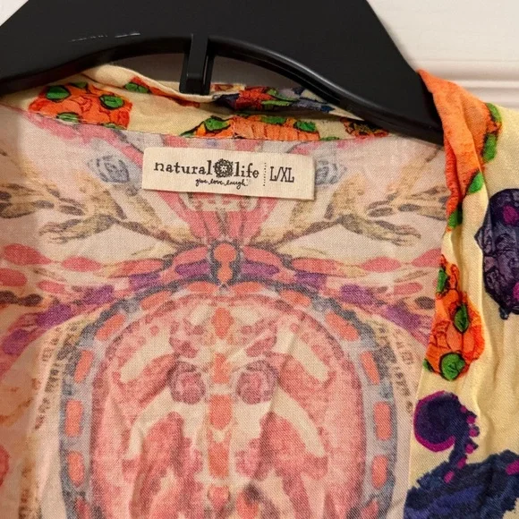 Natural Life Open Front Bohemian Floral Duster Kimono Sz L/XL - Picture 2 of 5